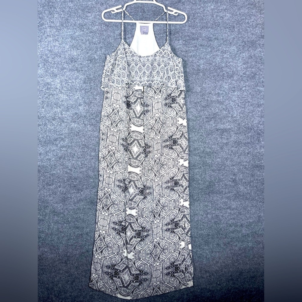 Anthropologie Vanessa Virginia Talitha‎ Black White Maxi Halter Top Dress Size 6